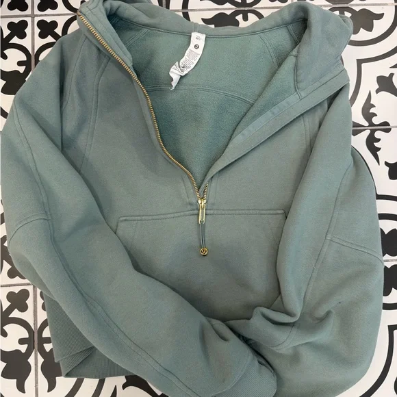 lululemon oversized scuba half zip cropped hoodie m/l crater blue like new - Picture 3 of 6